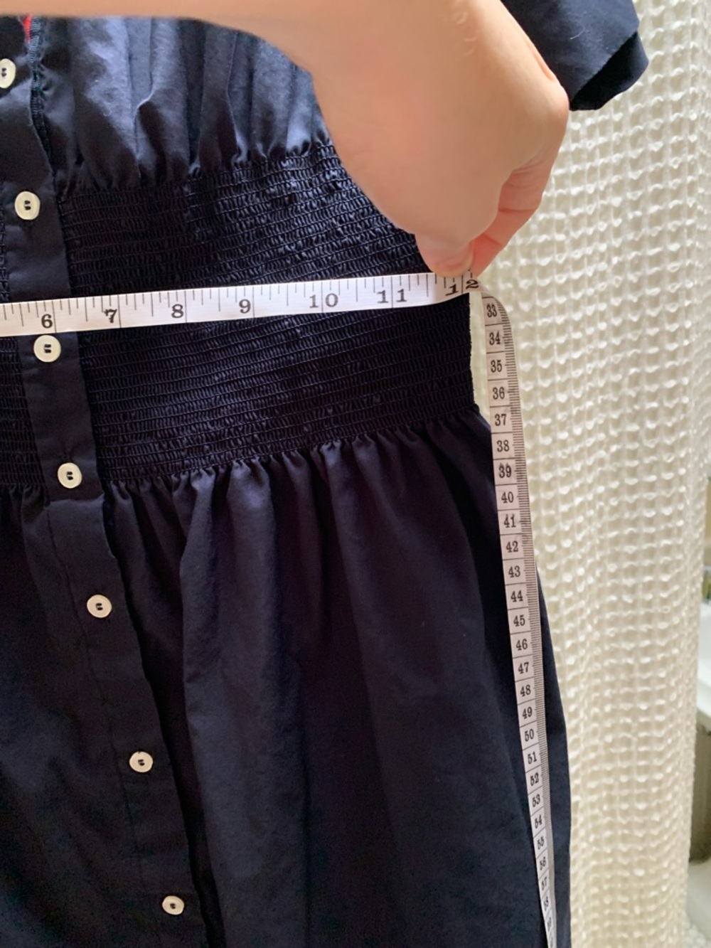 Tommy Hilfiger Navy Short-Sleeve Midi Shirtdress with Smocked Waist Sz 6 - Picture 6 of 10